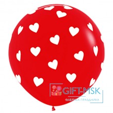 Большой красный шар с Сердечками