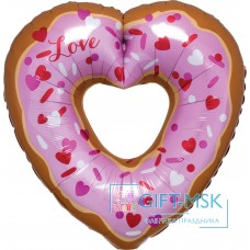 Фольгированная фигура Пончик сердце