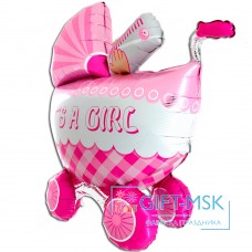 Фольгированная фигура Детская коляска для девочки