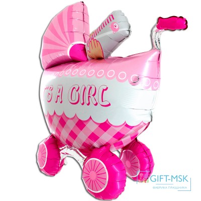 Фольгированная фигура Детская коляска для девочки