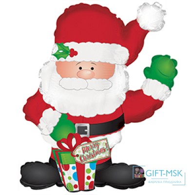 Фольгированная фигура Дед Мороз с подарком
