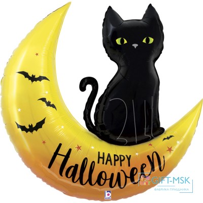 Фольгированная фигура Черная кошка на Хэллоуин