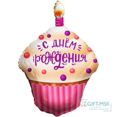 Фольгированная фигура Капкейк на День Рождения (розовый)
