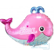Фольгированная фигура Маленький кит для девочки (розовый)