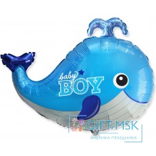 Фольгированная фигура Маленький кит для мальчика (голубой)