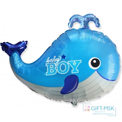 Фольгированная фигура Маленький кит для мальчика (голубой)