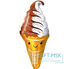 Фольгированная фигура Мороженое, Вафельный рожок (шоколадный/белый)