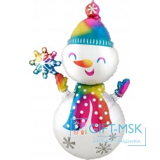 Фольгированная фигура Снеговик со снежинкой