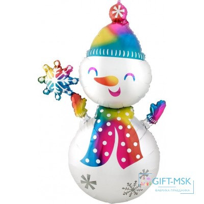 Фольгированная фигура Снеговик со снежинкой