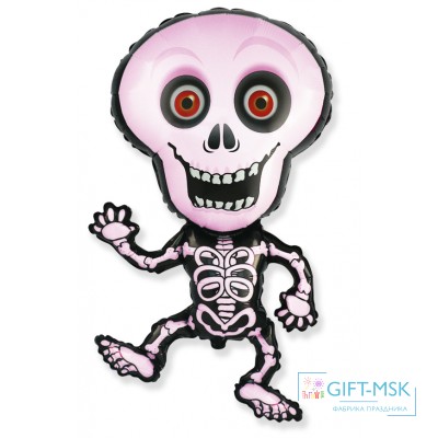 Фольгированная фигура Танцующий скелет (розовый)