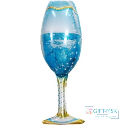 Фольгированная фигура Бокал Шампанское, Голубой