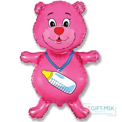Фольгированная фигура Медвежонок с бутылочкой для девочки