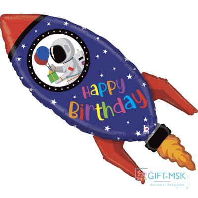 Фольгированная фигура Космическая ракета С Днем Рождения