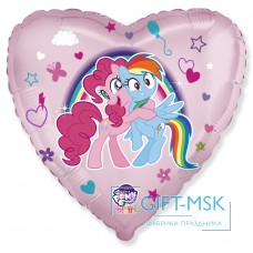 Фольгированное сердце My Little Pony Лошадки Пинки Пай и Радуга
