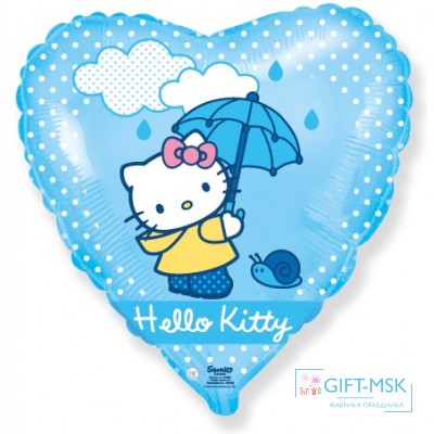 Фольгированное сердце Hello Kitty Котенок с зонтиком