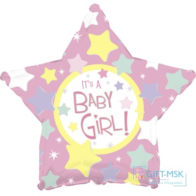 Фольгированная звезда С рождением девочки