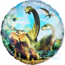 Фольгированный круг Динозавры Юрского периода